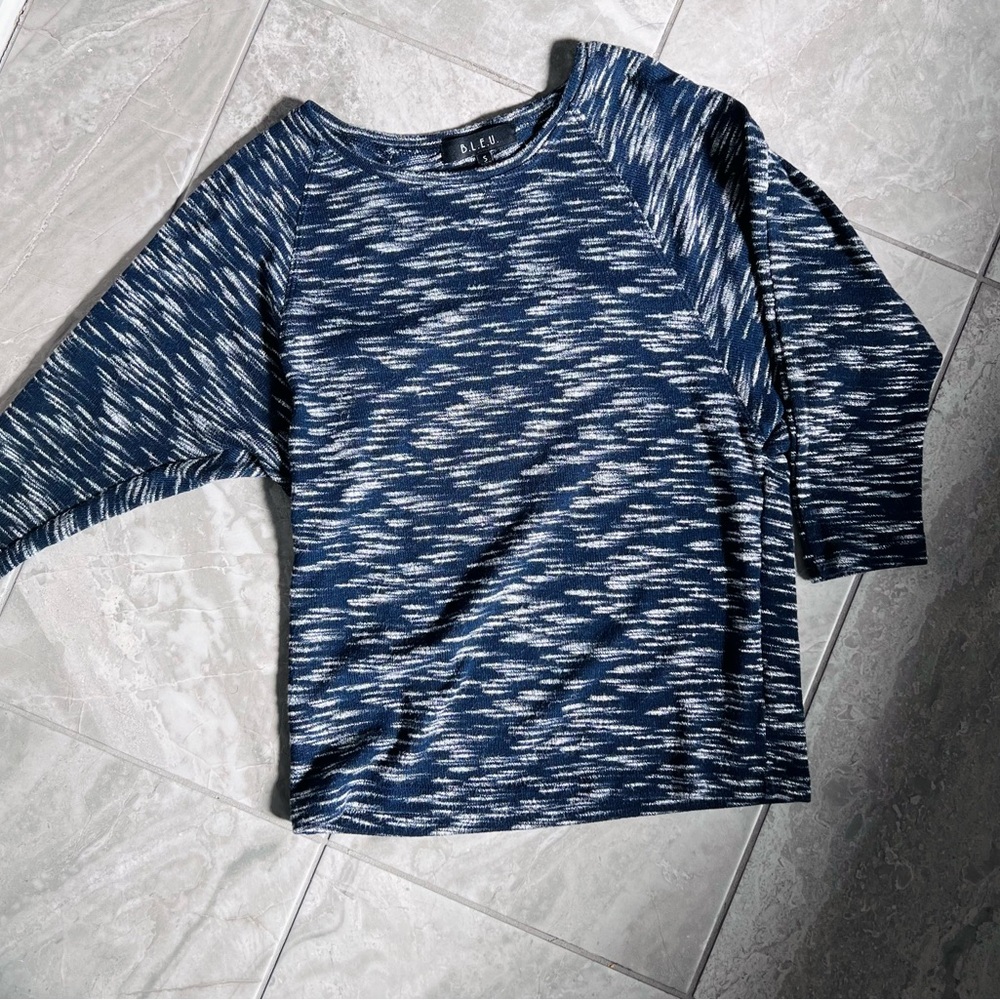 B.L.E.U. Blue and White Crew Neck Sweater